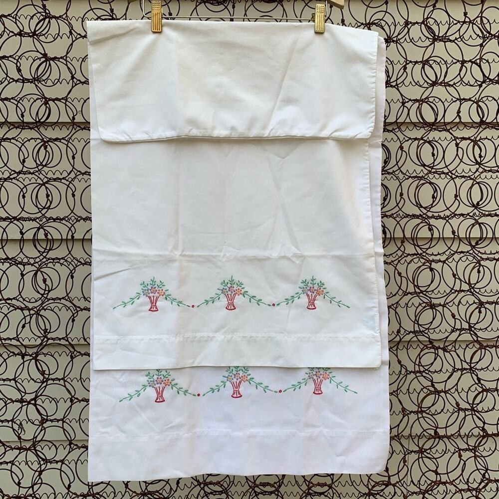 Vintage Dan River embroidered pillowcases